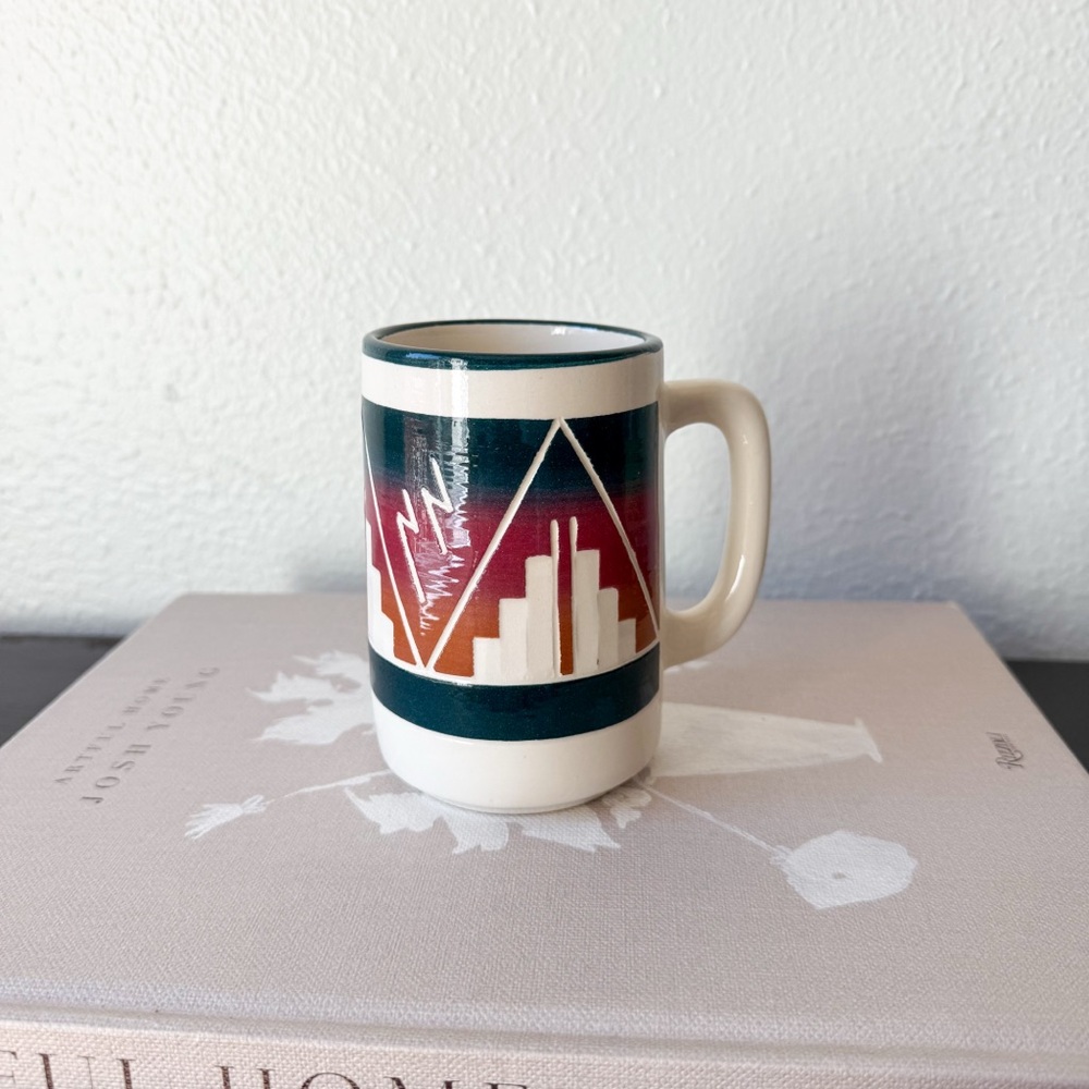 Vintage Decor Southwest Ceramic Mug Handcrafted Sunset Desert Pottery Geometric